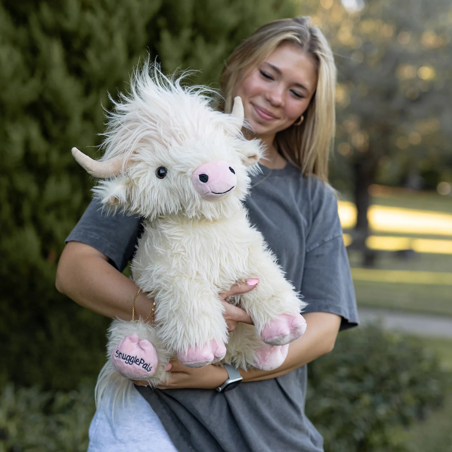 Jumbo White & Pink Highland Cow SnugglePal