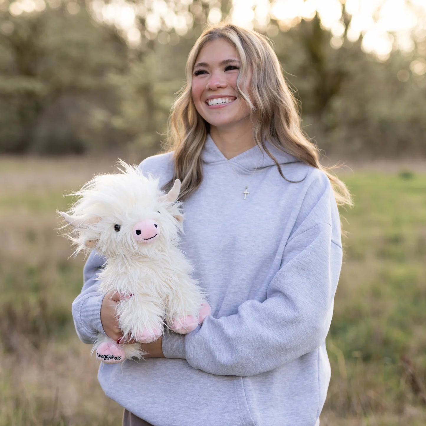 Mini White & Pink Highland Cow SnugglePal