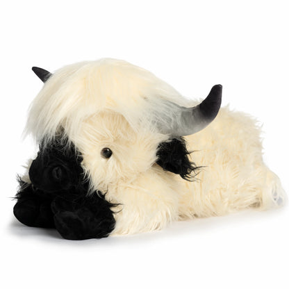 White & Black Laying Highland Cow SnugglePal