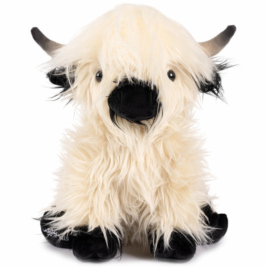 Mini White & Black Highland Cow SnugglePal
