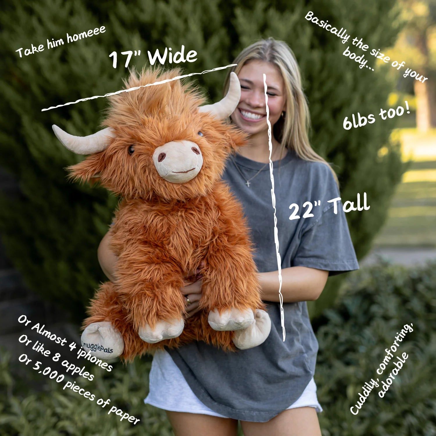 Giant Highland Cow Stuffed Animal Weighted 22