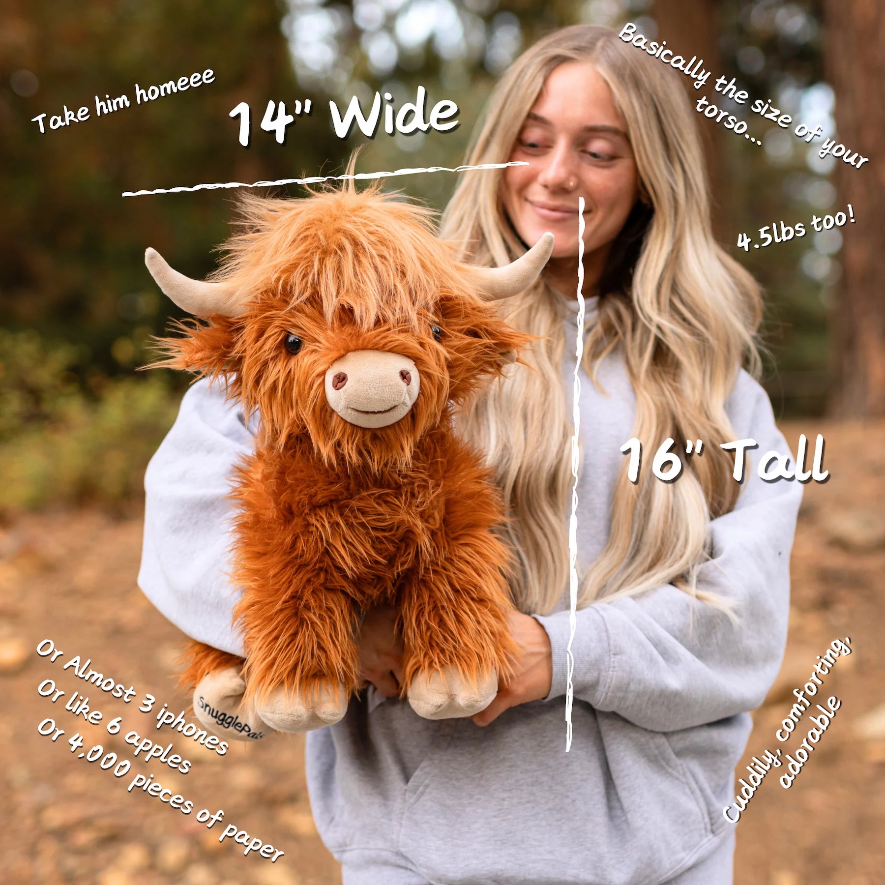 SnugglePals Highland Cow Stuffed Animal Jumbo Sized 16