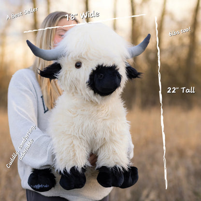 Giant White & Black Highland Cow SnugglePal