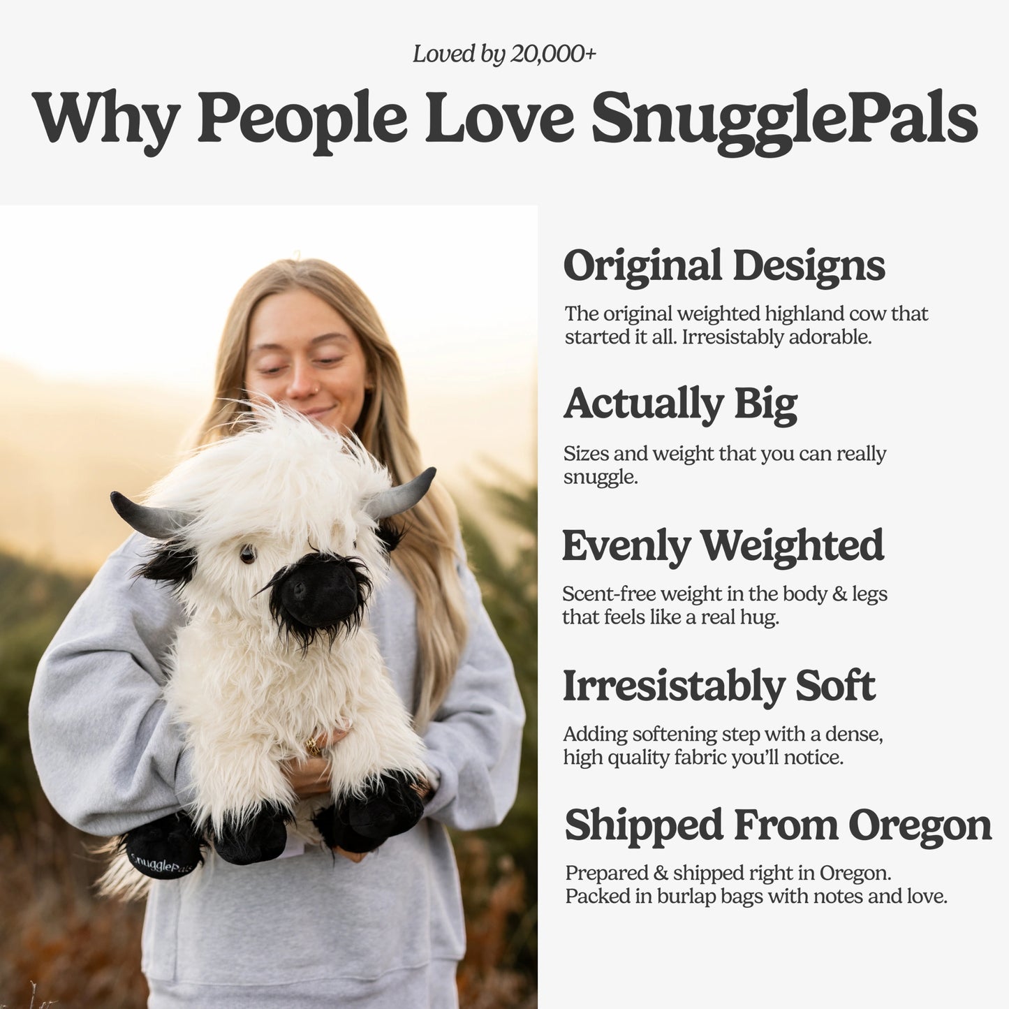 Jumbo White & Black Highland Cow SnugglePal