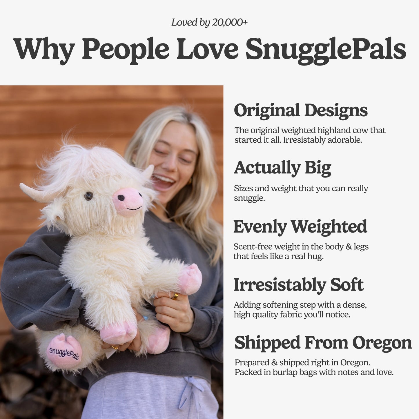 Jumbo White & Pink Highland Cow SnugglePal