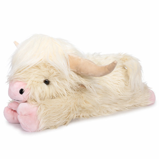White & Pink Laying Highland Cow SnugglePal