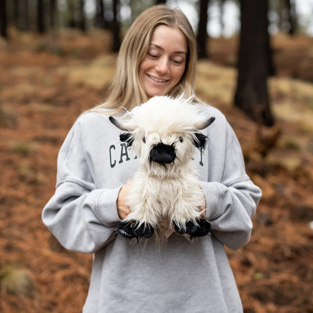 Mini White & Black Highland Cow SnugglePal