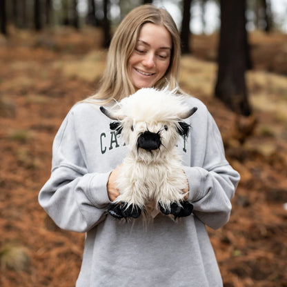 Mini White & Black Highland Cow SnugglePal