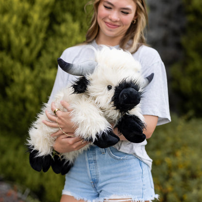 White & Black Laying Highland Cow SnugglePal