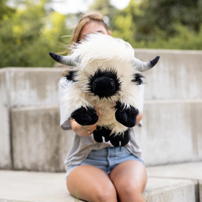 White & Black Laying Highland Cow SnugglePal