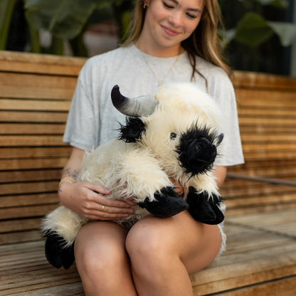 White & Black Laying Highland Cow SnugglePal