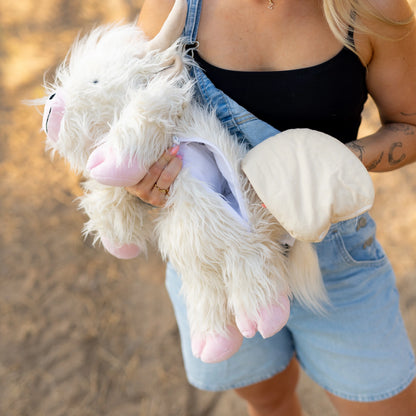 White & Pink Laying Highland Cow SnugglePal