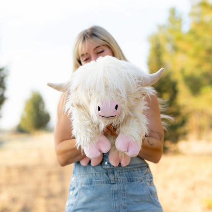 White & Pink Laying Highland Cow SnugglePal
