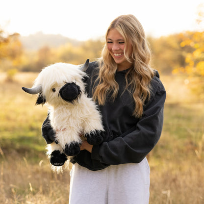 Jumbo White & Black Highland Cow SnugglePal
