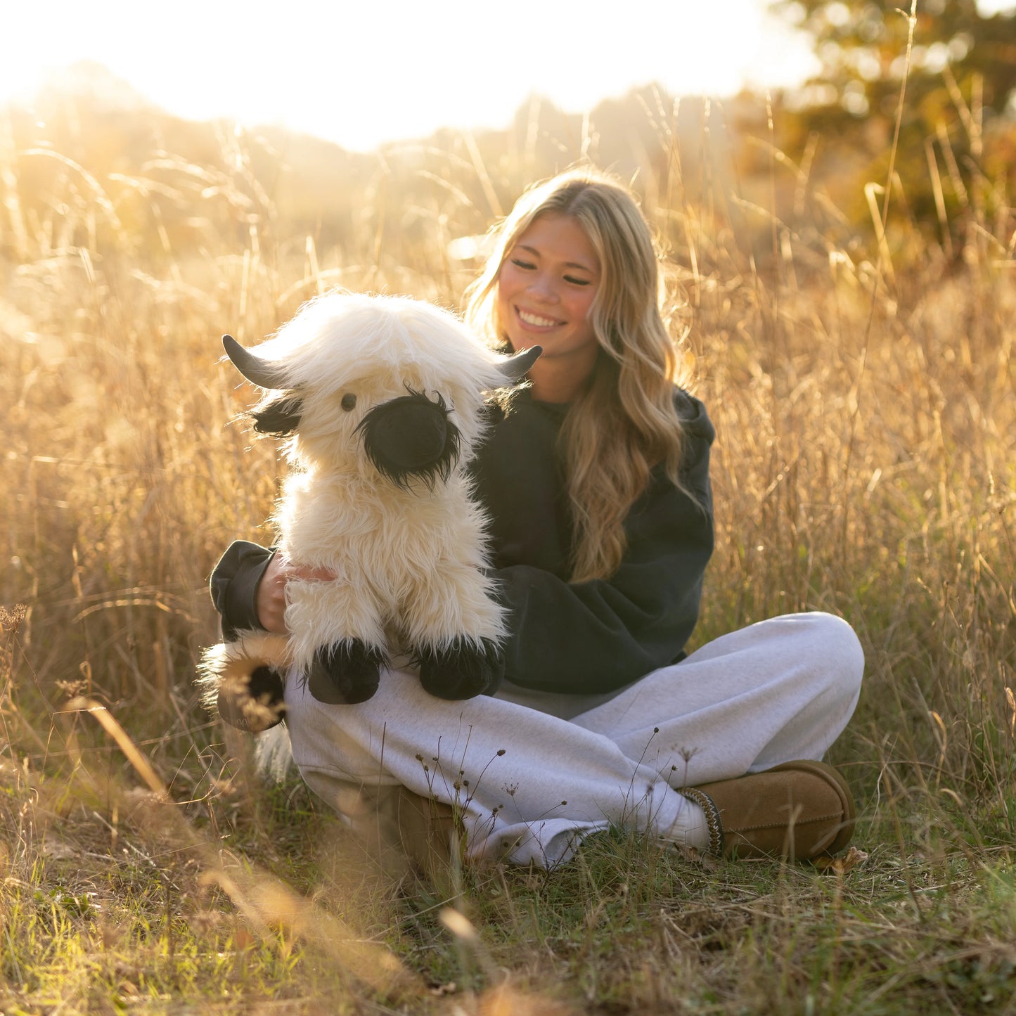 Jumbo White & Black Highland Cow SnugglePal