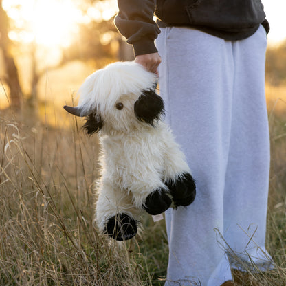 Jumbo White & Black Highland Cow SnugglePal