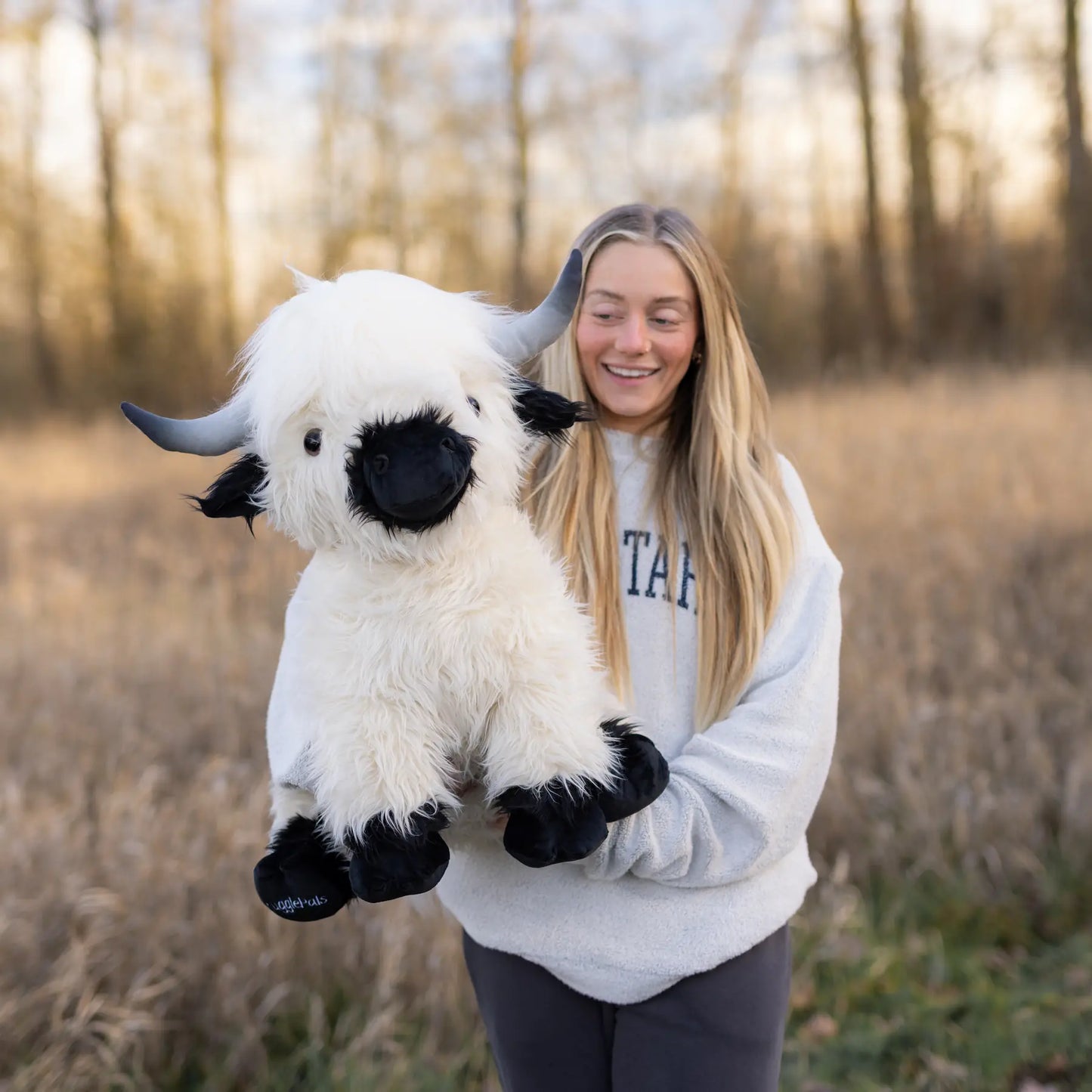Giant White & Black Highland Cow SnugglePal