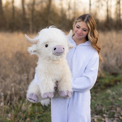 Giant White & Purple Highland Cow SnugglePal