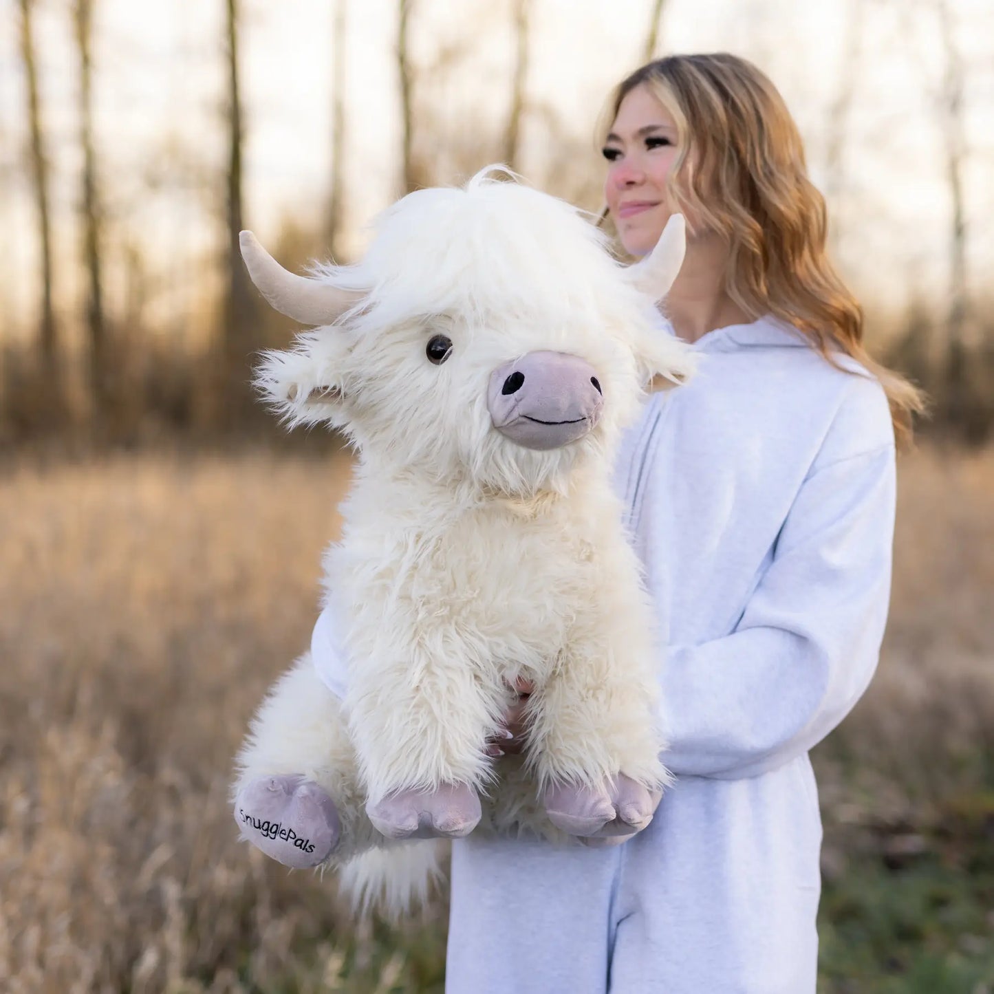 Giant White & Purple Highland Cow SnugglePal