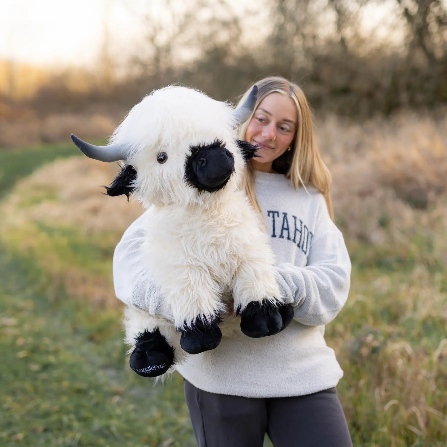 Giant White & Black Highland Cow SnugglePal