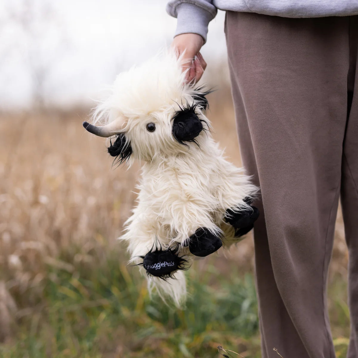 Mini White & Black Highland Cow SnugglePal