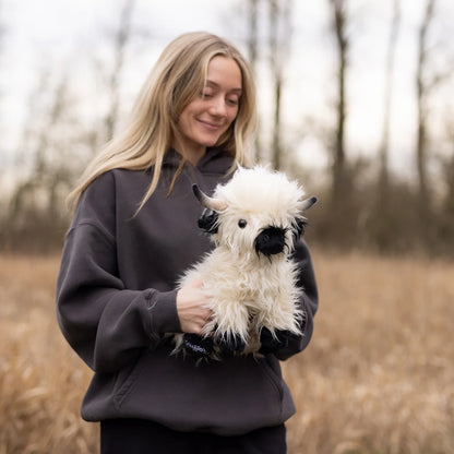 Mini White & Black Highland Cow SnugglePal
