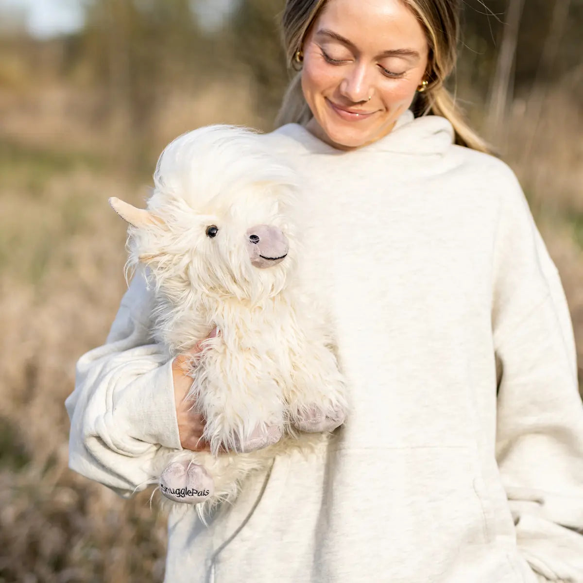 Mini White & Purple Highland Cow SnugglePal