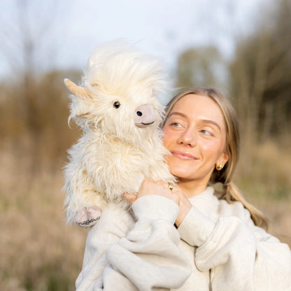 Mini White & Purple Highland Cow SnugglePal
