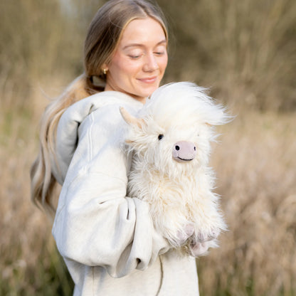 Mini White & Purple Highland Cow SnugglePal