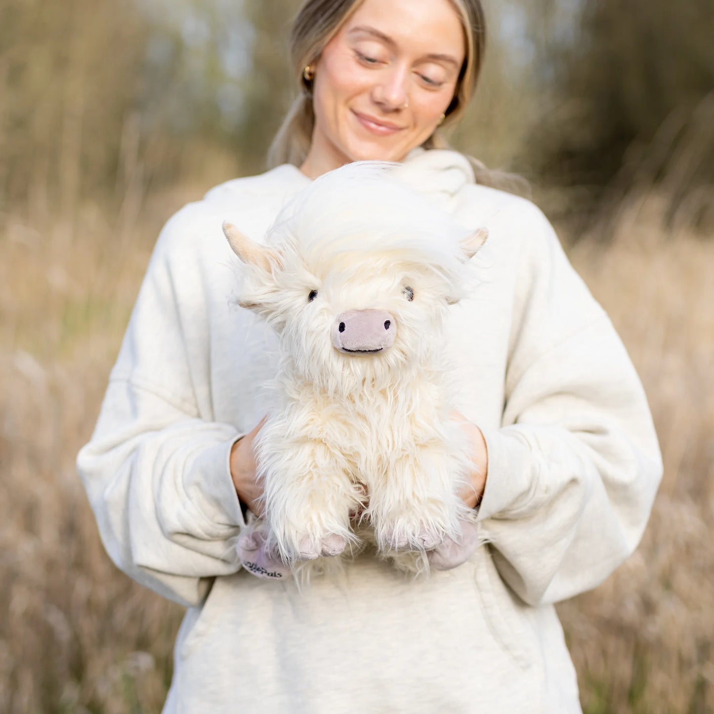 Mini White & Purple Highland Cow SnugglePal