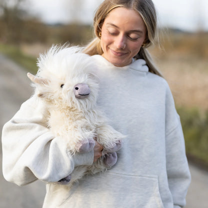 Mini White & Purple Highland Cow SnugglePal